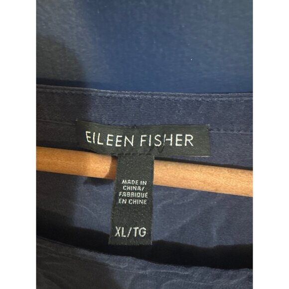 Eileen Fisher Womens XL Blue Silk Tunic Dress With Pockets - Picture 3 of 5